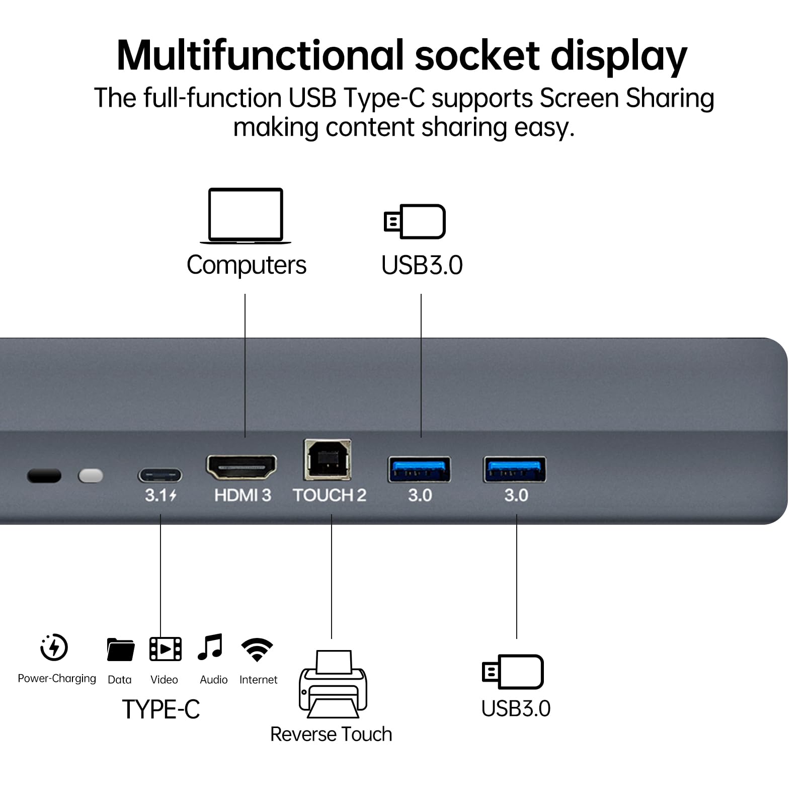JAV Smart Board Google EDLA-Certified 4K Interactive Whiteboard for Office & Classroom Dual 48 MP AI Cameras, 2 x16W Soundbar, Android 14 OS 8GB+128GB, ?Wall Mount Included?