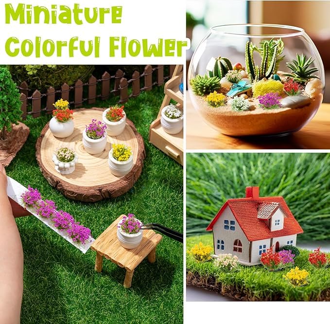 TCSYLSC Miniature Colorful Cluster Flower, 70-Pack of Static Grass Tufts for DIY Craft Projects Model Train Scenery - Image 4
