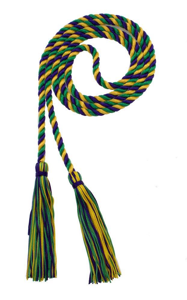 Tassel Depot Graduation Honor Cord - Purple/Kelly/Gold - Every School Color Available - Made In Usa