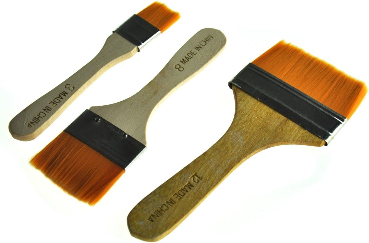 YazyCraft Wooden Kids And Starter Paint Brush Set (3 pcs)