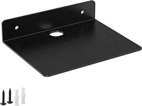 Estante pequeño para pared, 5 pulgadas, estantes flotantes de metal para eco, cámaras, estantes de montaje en pared para altavoces pequeños (negro,