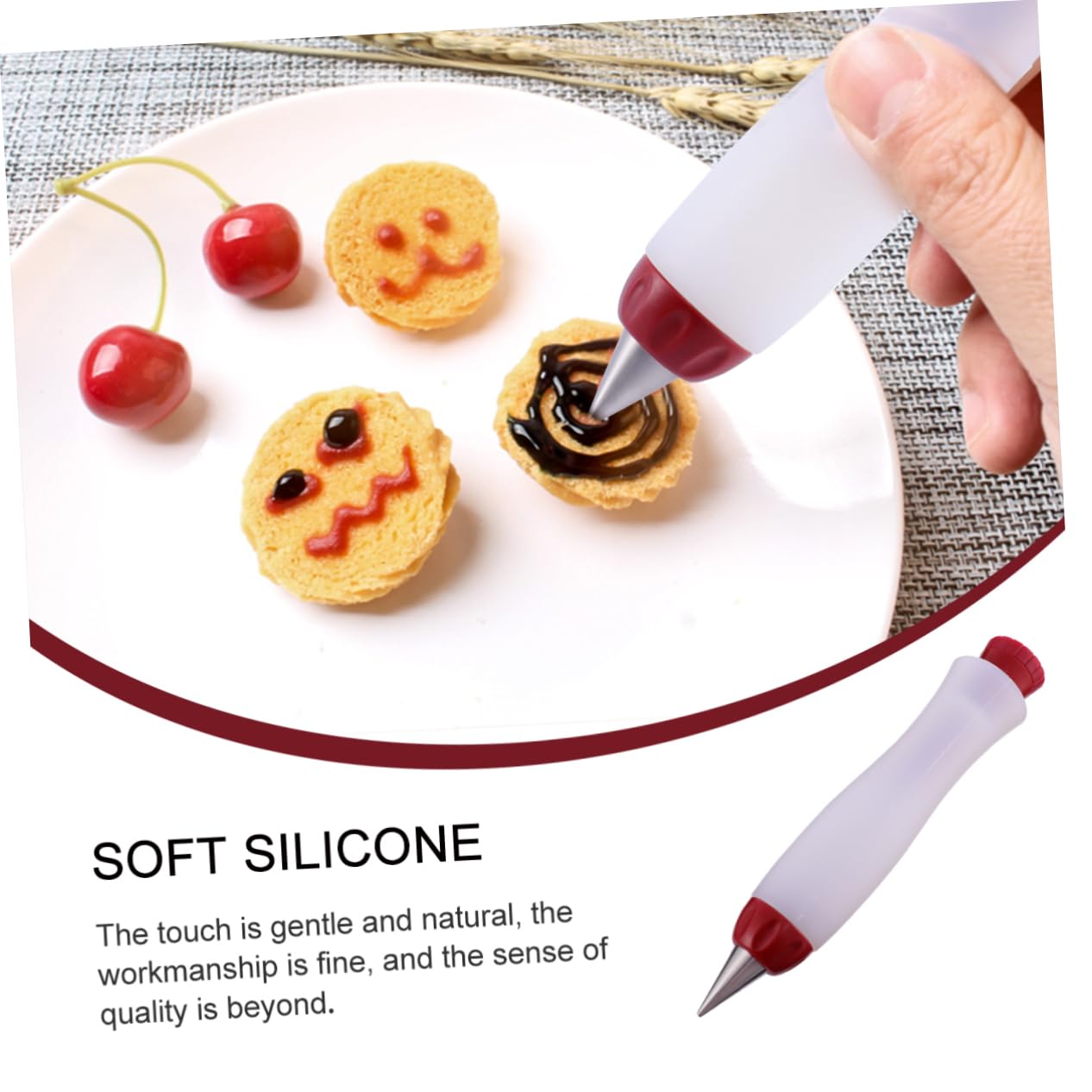 Alipis 4 Pièces Feutre Crème Outils De Fondant Artisanat Cookie Outils D'écriture De Gâteaux Outil à Gâteau Moule à Gâteau Fromage Trousse Épingles Étagère Stylo Chocolat Gel De Silice