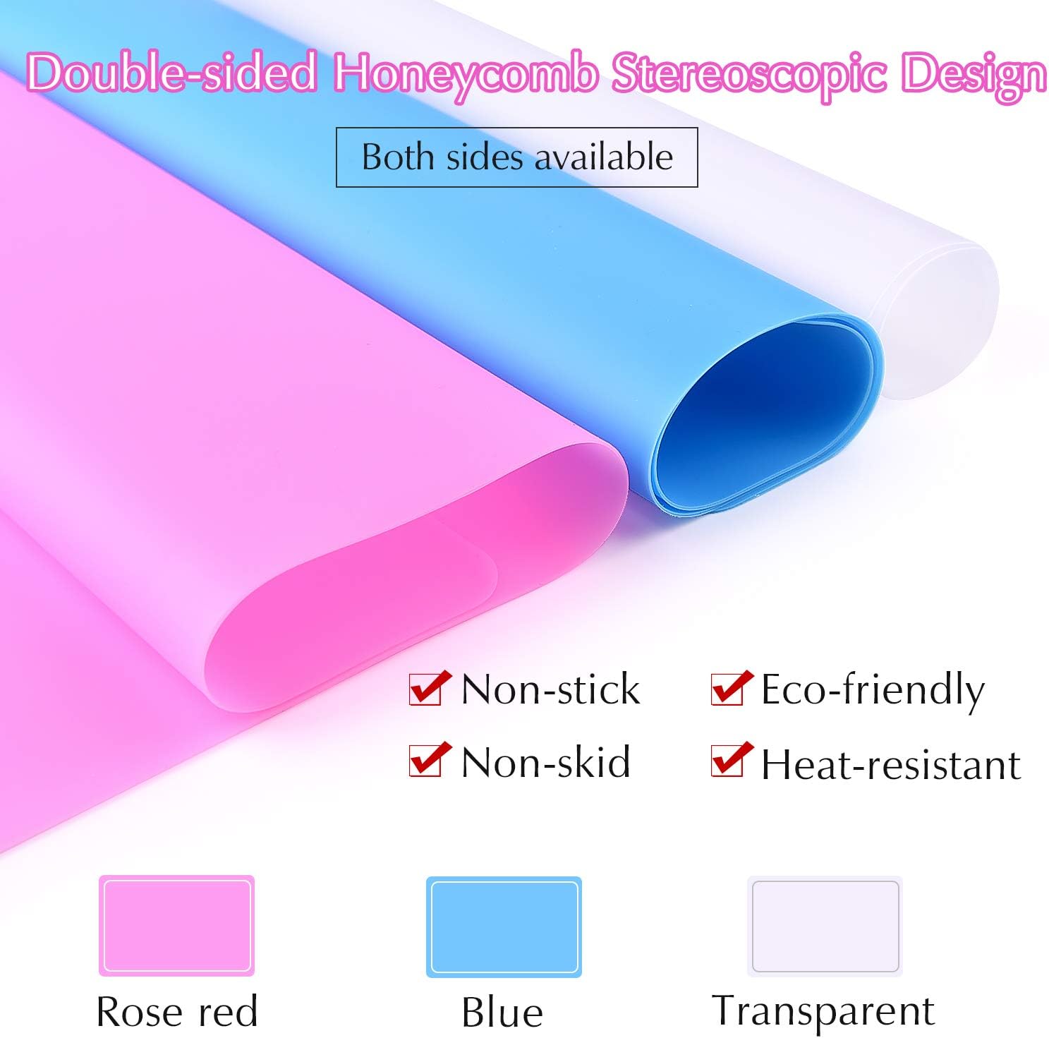 FEPITO 3PCS A3 Extra Large Silicone Sheet for Crafts Jewelry Casting Molds Multipurpose Silicone Mat, Reusable, Heat Resistant, Food Grade Silicone Placemat