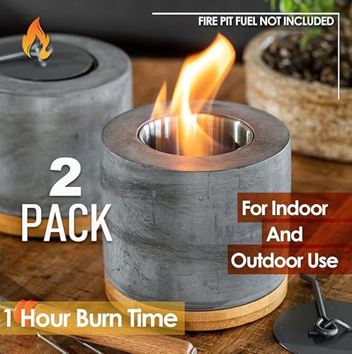Gardenix Decor 2 Pack Gardenix Decor Concrete Tabletop Fire Pit With Bamboo Base thumb #1