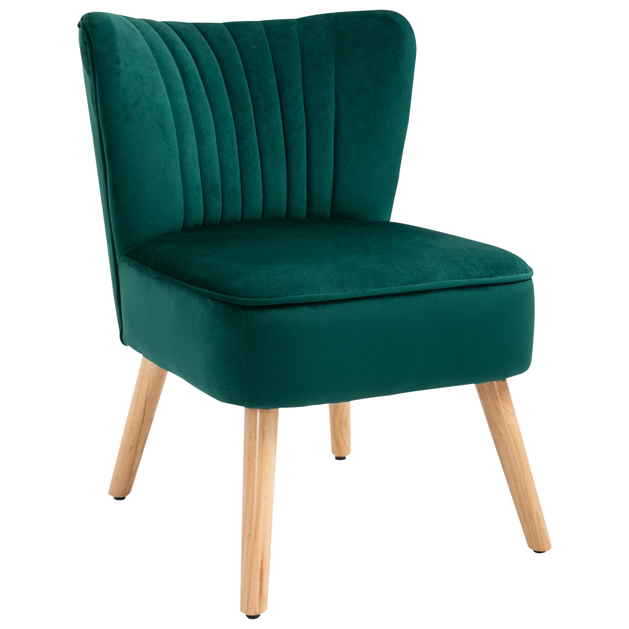 HOMCOM Velvet Accent Chair Occasional Tub Chair Curved Back Green