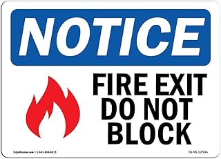 OSHA Notice Sign - Fire Exit Do Not Block | Rigid Plastic Sign | Protect Your Business, Construction Site, Warehouse & Shop Area | Â Made in the USA