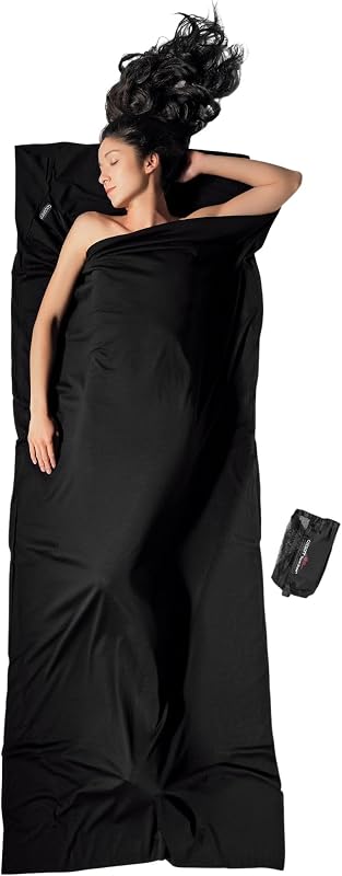 Forro para saco de dormir TravelSheet de lana merino - Negro | Lana merino que regula la temperatura, Comodidad suave y transpirable, Saco de dormir compacto para acampar y viajar en climas fríos