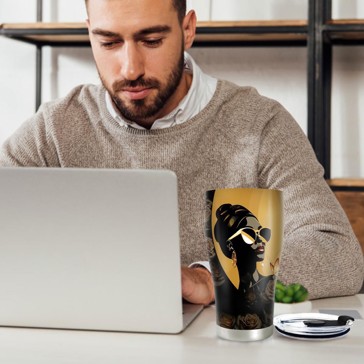 Sistabag - Coffee Tumbler For Black Women - Birthday, Mother's Day, Christmas Gifts For Women, Pride Tumbler For Woman (She Who Kneels Before God, 20 Oz) - Image 3