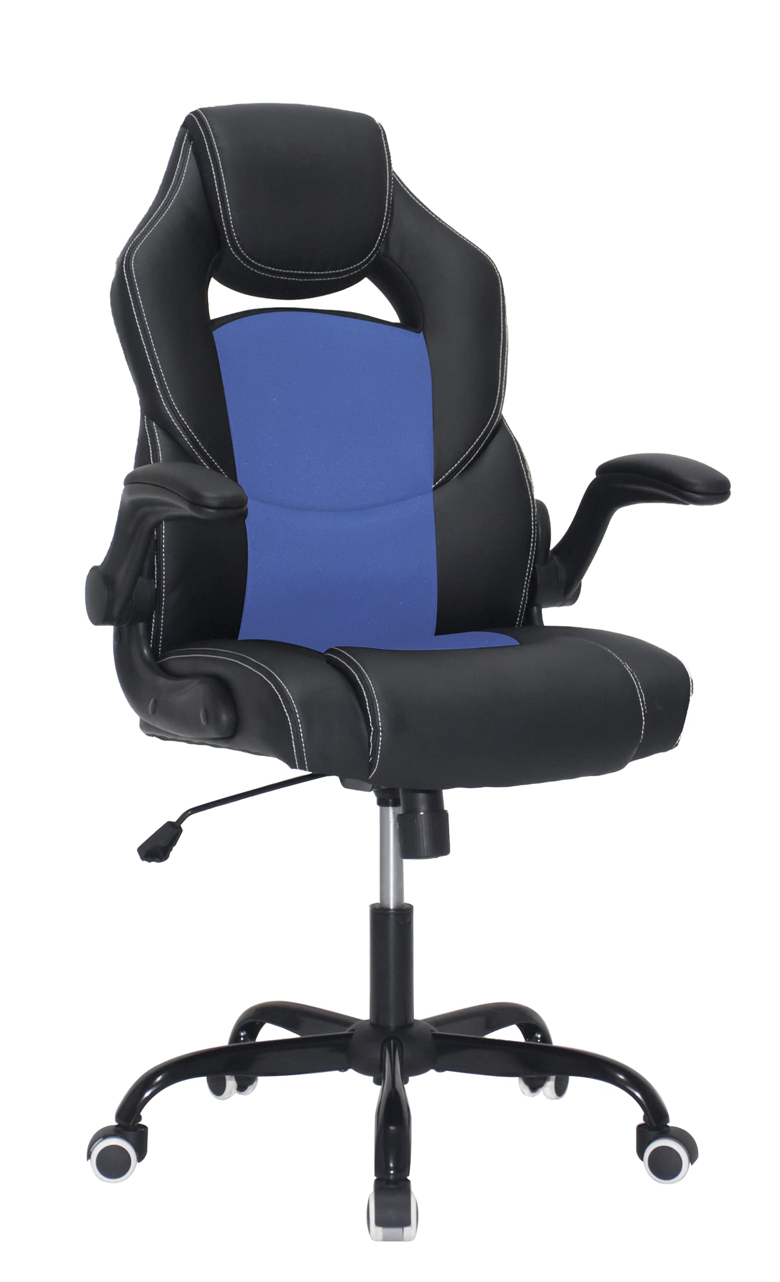 SONGMICS Silla Gaming, Silla de Oficina, Silla Racing, Silla de Ordenador, Silla Ergonómica, con Apoyacabezas y Apoyabrazos, para Oficina en Casa, Dormitorio, Negro y Azul OBG059Q01