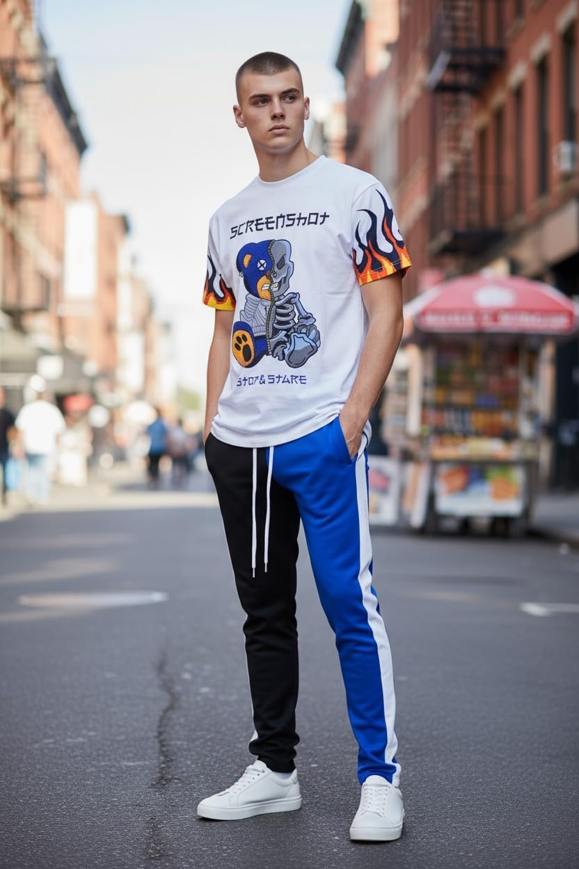 SCREENSHOT-Track Pants Basic Mens Premium Slim Fit Athletic Fitness Fashion Urban Lifestyle Streetwear Bottoms - Image 2