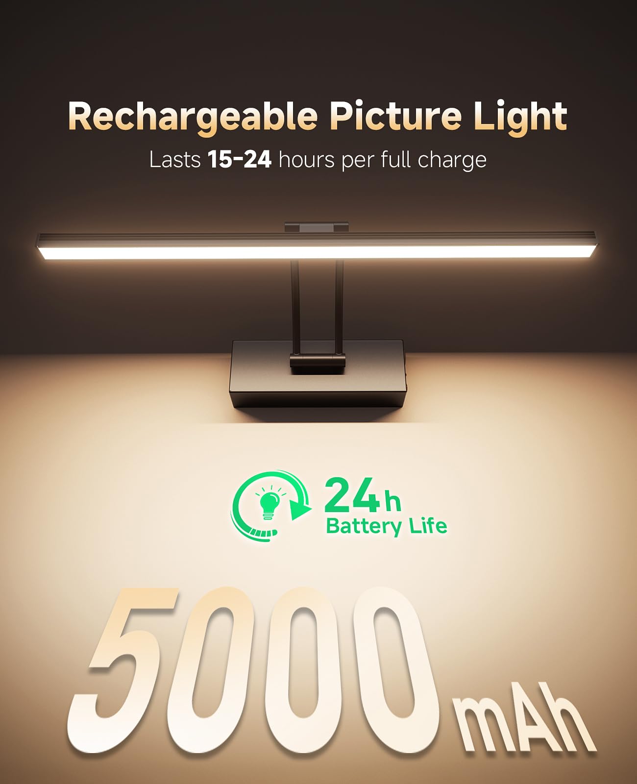YITGOG Picture Light for Wall Rechargeable Wireless Picture Light with Remote Control,Magnetic Painting Light with Dimmable & 3 Color Change Rechargeable Wall Lights for Dartboard Frame Mirror (Black) - Image 3