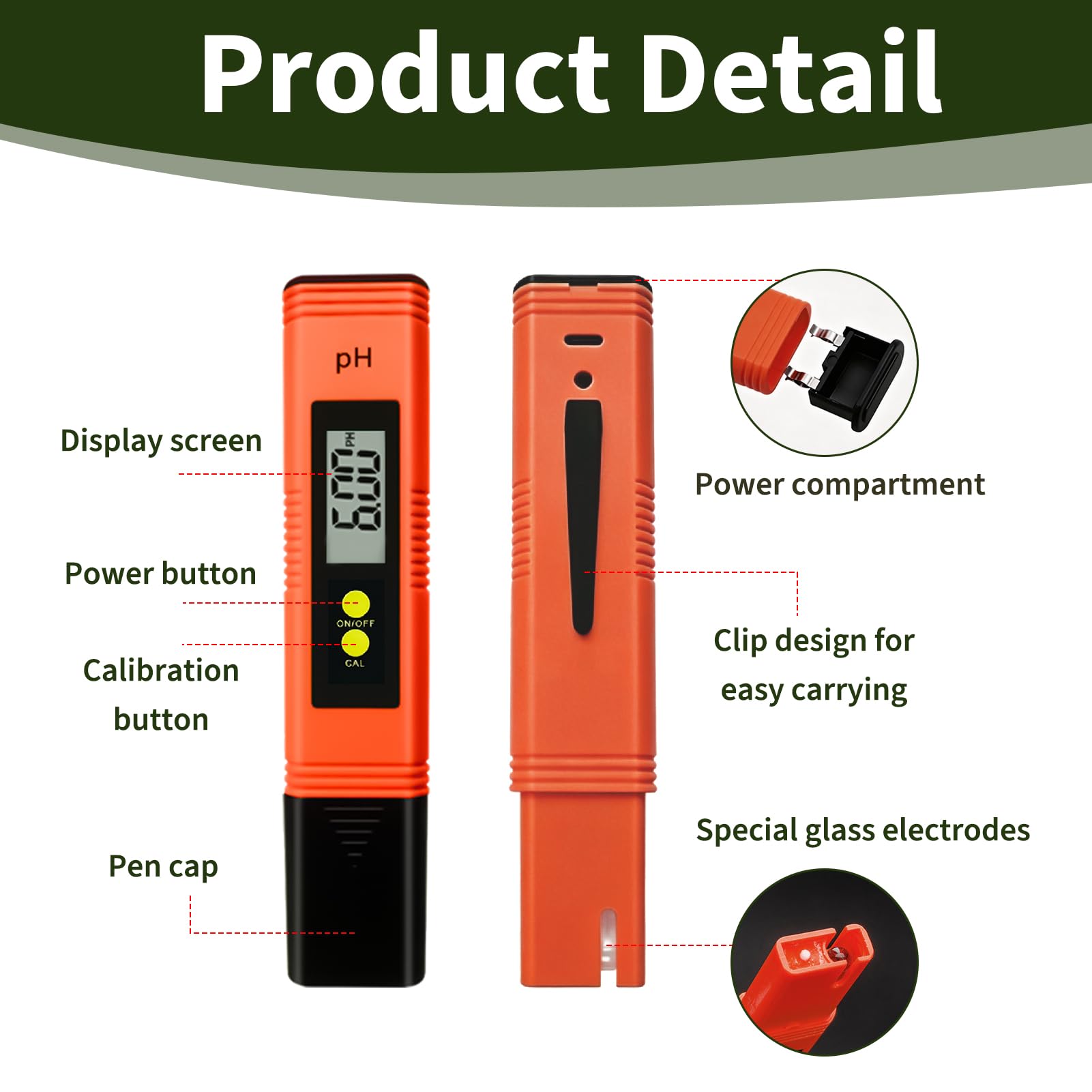 Professionelles digitales pH-Messgerät, pH Meter 0,00–14,00, hohe Genauigkeit 0,01, mit automatischer Kalibrierung, LCD-Display, tragbarer Wasserteststift für Aquarium, Pool, Spa, Hydrokultur