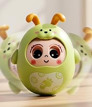 Intellibaby Premium Roly Poly Rabbit Toy for Babies,Push&Shake Tumbler Wobble Doll for Infants,Bell Rattle Sound&Blinking Eyes Rabbit Doll for 8 Months+,Birthday Gift for Toddler,BIS Certified (Green)