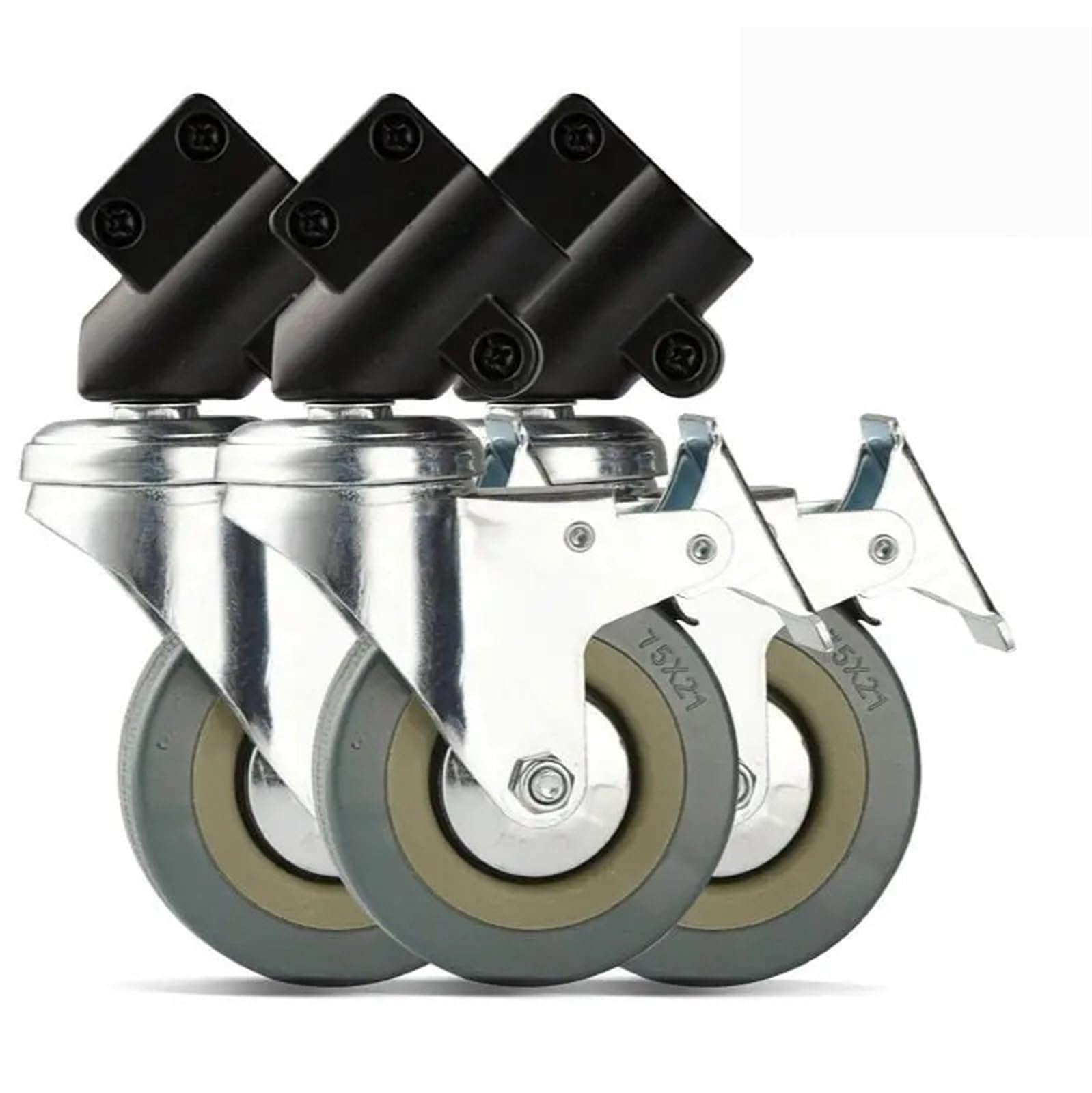 3 Pcs/Lot 3 Inch Photography Lamp Frame Universal Caster Wheel C-Frame Studio Sleeve with Brake Stainless Steel