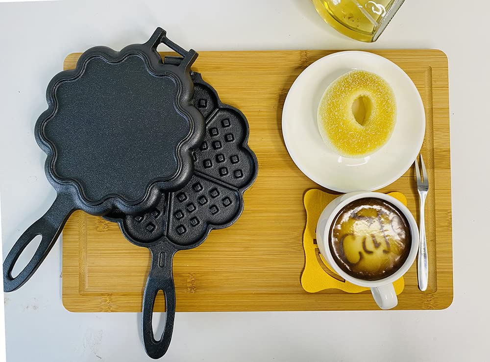 cast iron heart waffle maker