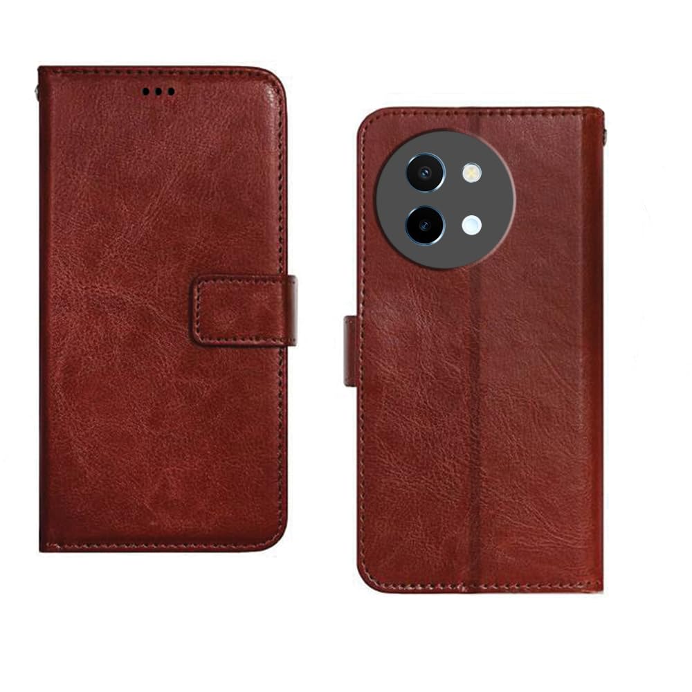 Inktree Vivo Y58 5G Flip Cover | Premium Leather Finish Flip Cover | with Card Pockets | Wallet Stand |Complete Protection Flip Cover for Vivo Y58 5G - Brown (B0D8H4D2BV) Amazon Price History, Amazon Price Tracker
