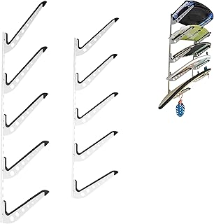 5 Board Surf Rack Wall Mount for Surfboard, Wakeboard, Snowboard Storage Adjustable Wall Hangers