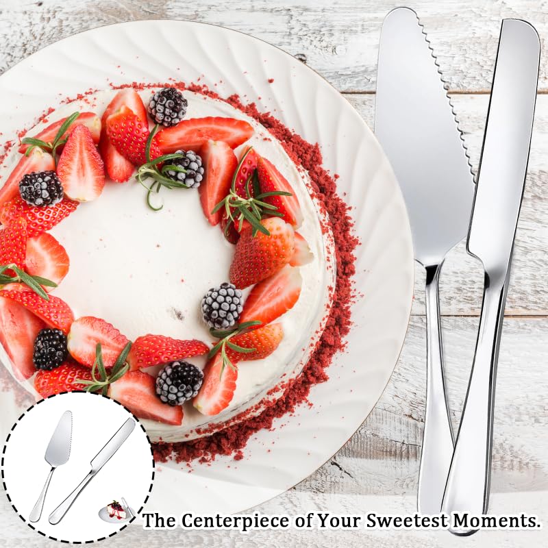 2Pcs Cake Knife Set, Elegant Cake Knife and Server Set for Weddings & Parties, Stainless Steel Cake Server and Smooth Cake Slice for Clean, Easy Serving - Image 5