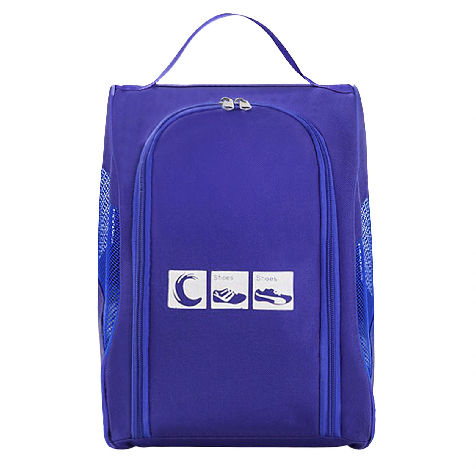 Portable Golf Shoes Bag Breathable Storage Organiser Zippered Shoe Bag With Pocket For Storing Sports Accessories Unisex(Black And Blue