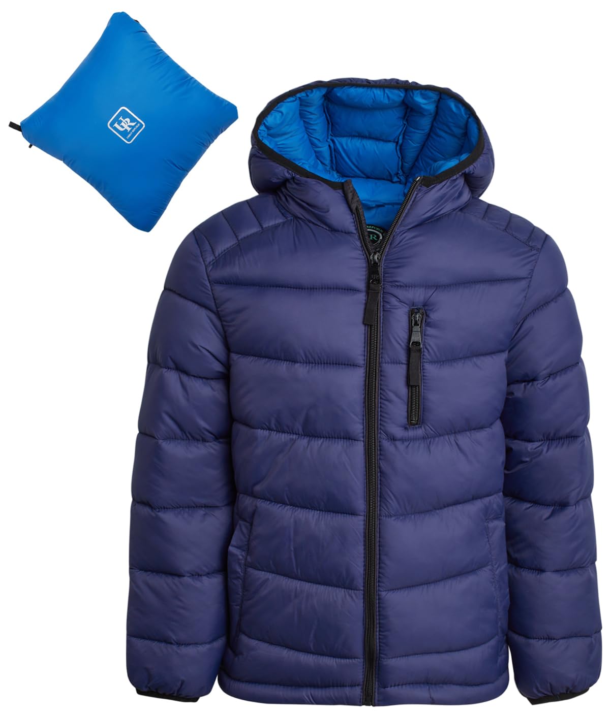 URBAN REPUBLIC Boys Puffer Jacket - Packable Warm Insulated Hooded Boys Winter Coat with Pockets (Sizes 4-20)