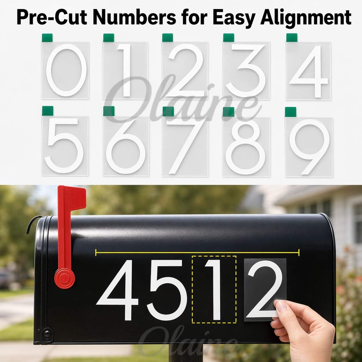 50 PCS 3 inch Reflective Adhesive Mailbox Numbers, Waterproof Vinyl Number Stickers with Easy-Peel Tabs, Includes Squeegee & Masking Tape, Strong Self-Adhesive House Numbers, Practical Gifts