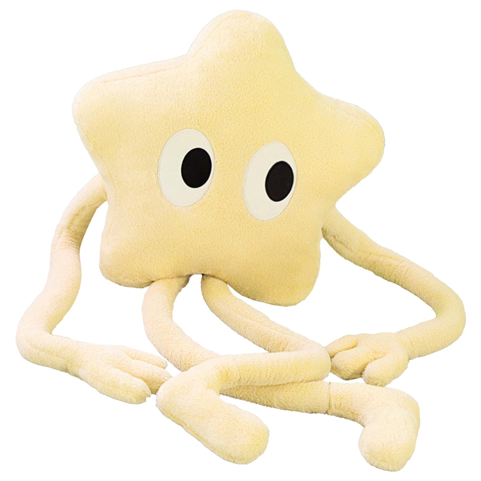 SUNGOOYUE Cuscino Morbido a Forma di Stella, Cuscino Imbottito in Peluche, Decorativo con Gambe Lunghe, Bambola di Peluche Carina per Bambine (stella gialla)