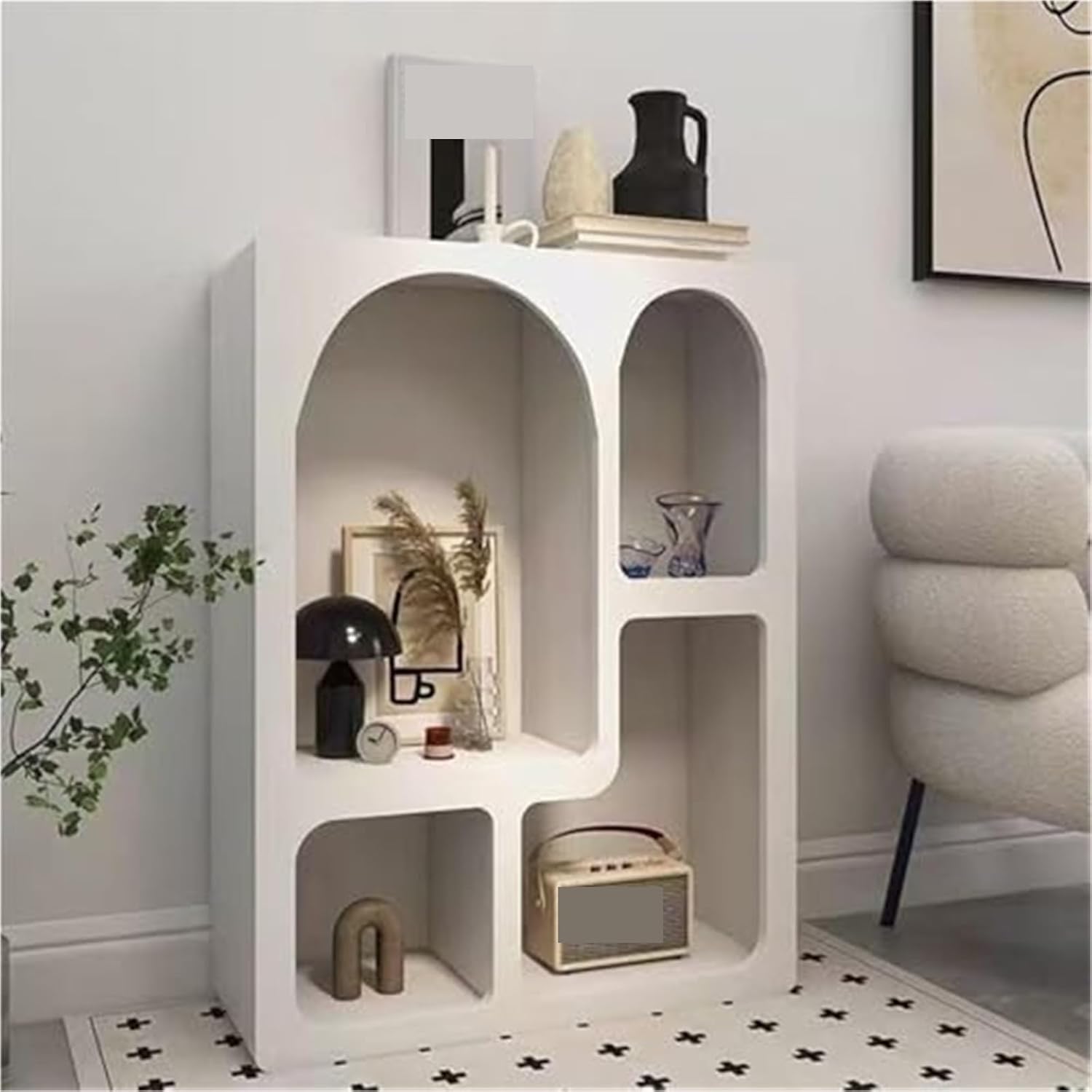 Home Furnishing Large Arched Wall Shelves Display Shelf for Living Room Decor Modern Wood Shelf Organizer for Storage for Room(White,23.6X9.5X31.5 in)
