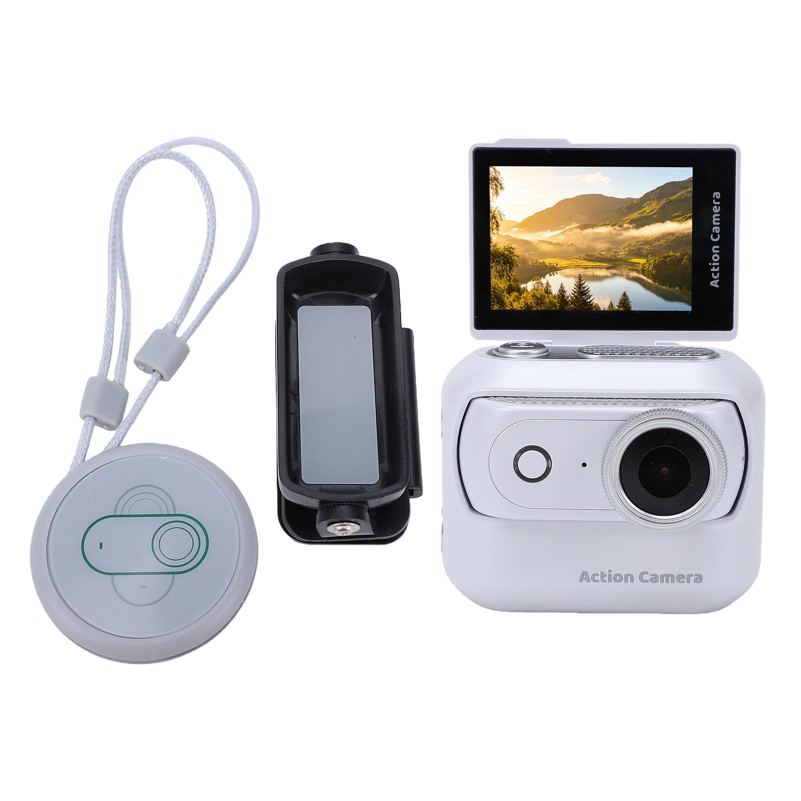 PUSOKEI Videocamera Action 4K con Schermo Ribaltabile, Magnetica e (WHITE) | Schermo Tattile da 2 Pollici, Rallentatore, Time Lapse, Rilevamento Movimento e Supporto Wi-Fi.