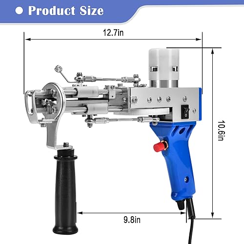Miniatura 5 de Tufting Gun 2 en 1 - Pistola eléctrica para tejer alfombras, de mano para cortarpelo de bucle (azul)
