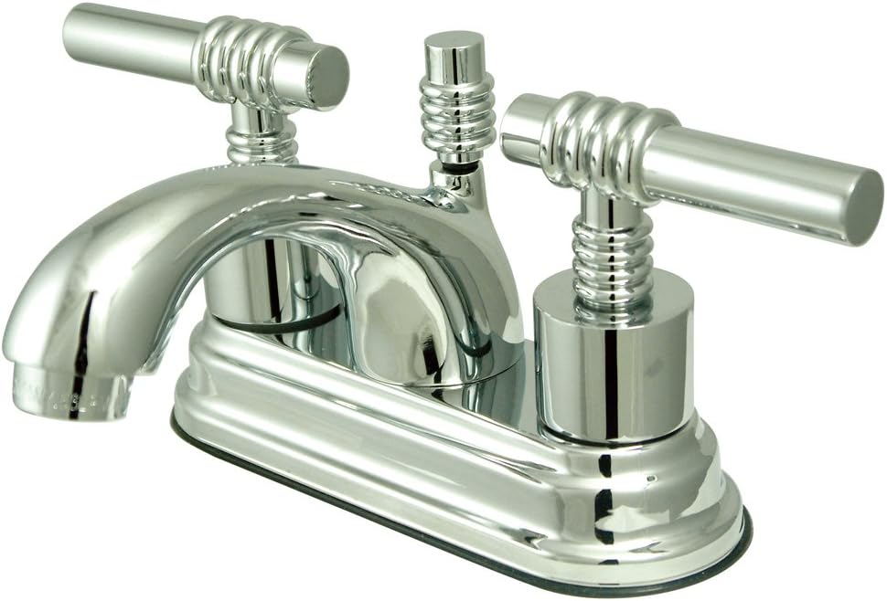 Kingston Brass KS2601ML+ Milano 4-Inch Teapot Lavatory Faucet with Twin Brass Handle and Spout, Polished Chrome