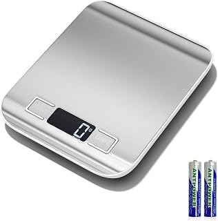 Fousenuk 10kg/1g inox bilancia cucina digitale elettroniche con LCD display e funzione tara, bilance di precisione spegnimento automatico con 6 unità, pesatura cibi per cottura, cottura, miscelazione