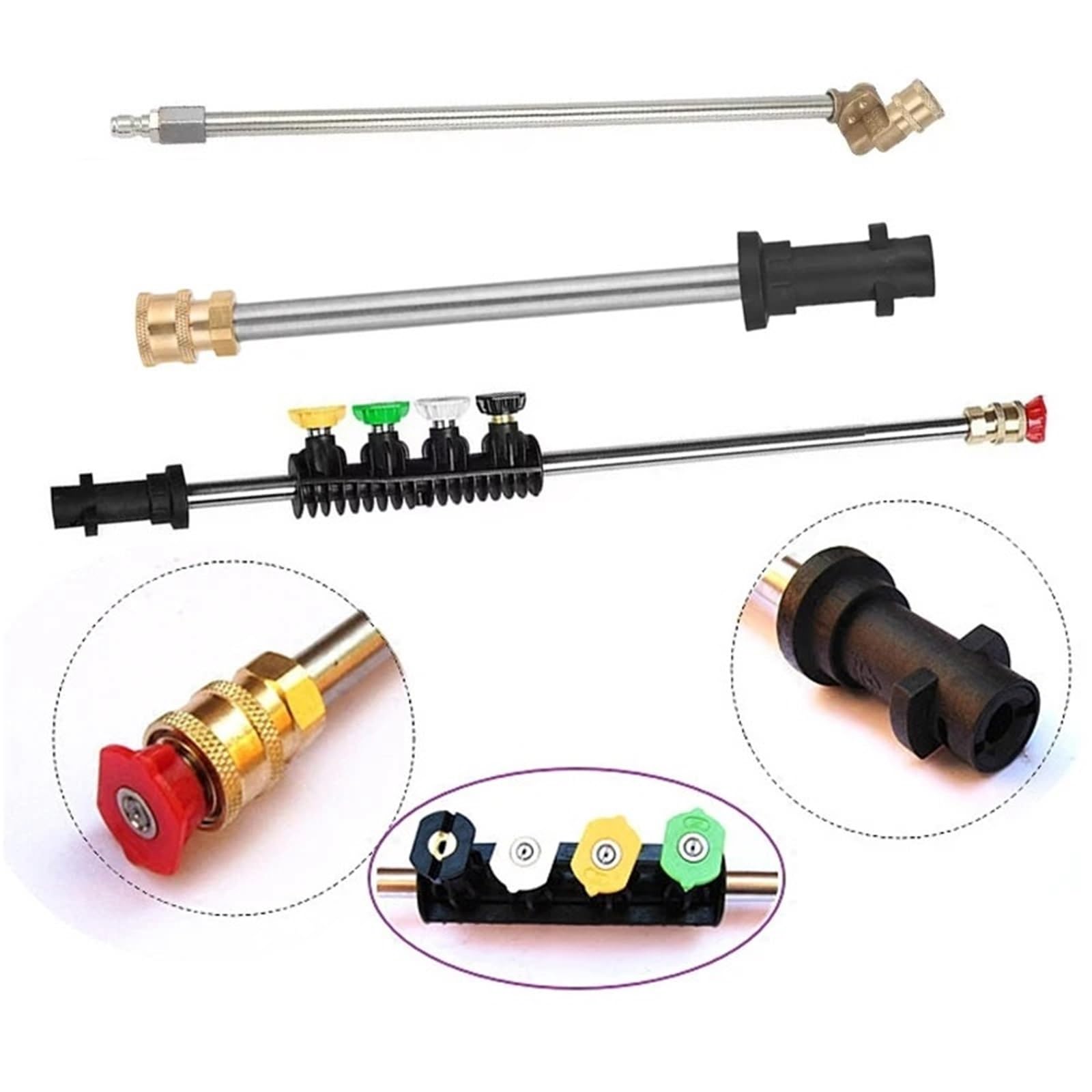 Varilla de Extensión para Hidrolimpiadora Extensión de manguera lavado a alta presión con interfaz conexión rápida universal for adaptador y boquillas acoplamiento pivotante 180 grados(Color 2)