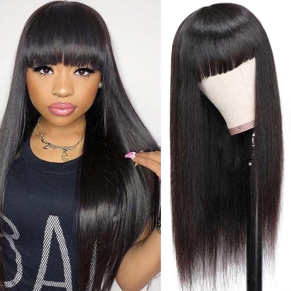 100 human hair wigs with bangs Clearance