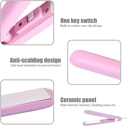 Miniatura 3 de Werdeny - Mini rizador de pelo mini rizador de pelo de cerámica para cabello corto mini rizador de cerámica 2 en 1 y alisador de pelo con bonito