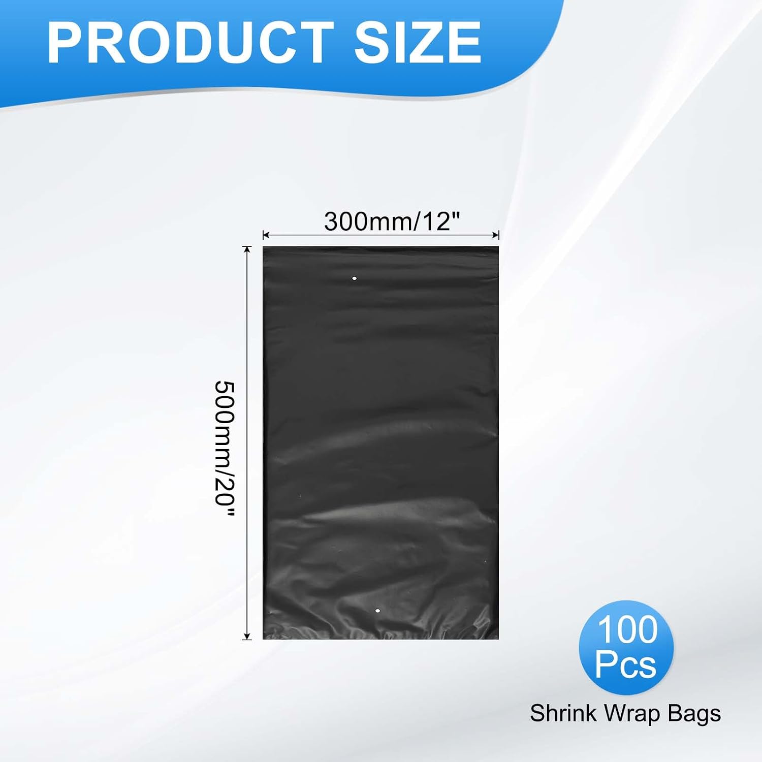 uxcell Shrink Wrap Bags,100Pcs 12 x 20 Inches Black POF Heat Shrink Wrap Bags for Packaging Gift Baskets, Soap,Bath Balls,Candles, Stationery, Cosmetics and Homemade DIY Crafts