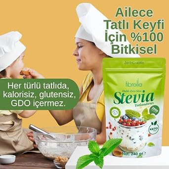 Fibrelle Double Zero Slim Stevia sweetener 240 g is suitable for 1 pack Ketogenic/Vegan diet.