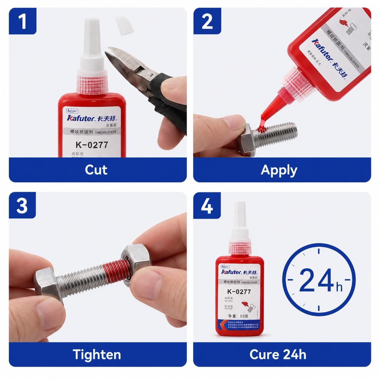 VIDOO Kafuter K-0277 Czerwony Żel Mocowania Wałów Przemysłowych, Żel Mocowania Śrub Metalowych, Nieosiadający Konstrukcyjny Środek Mocujący, Trwała Matryca Zapobiegająca Luzowaniu, 250g
