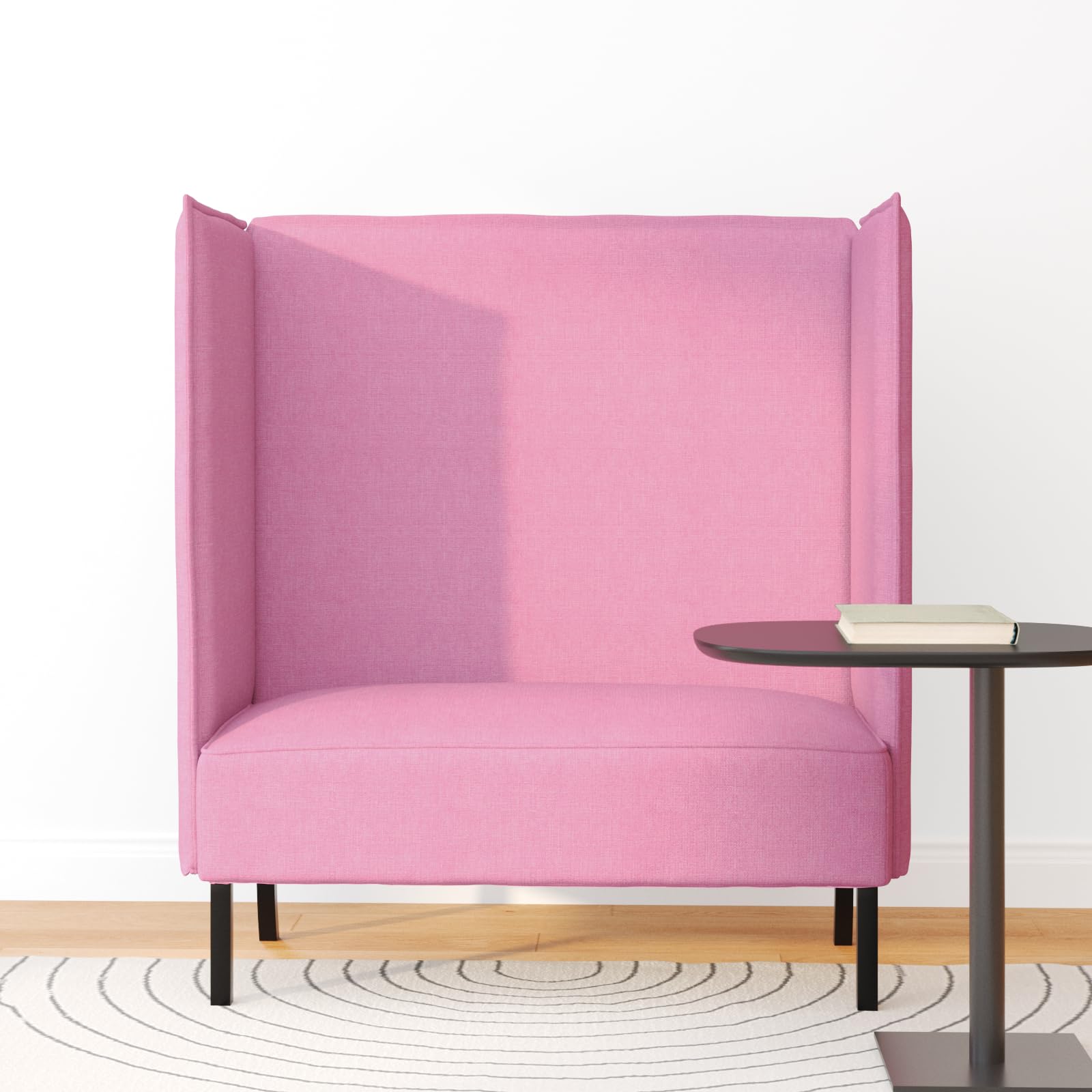 Nowoczesna sofa narożna w kolorze różowym z ergonomicznym podparciem i tapicerką skrzyniową do salonu i biura, kompaktowa 109 cm, wytrzymała i łatwa w utrzymaniu