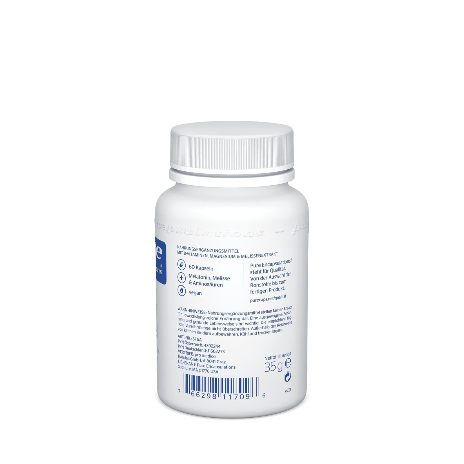 Pure Encapsulations - Schlaf Formel - Nährstoffkomplex mit Melissen-Extrakt, B-Vitaminen, Magnesium, Zink und Aminosäuren - 60 Kapseln