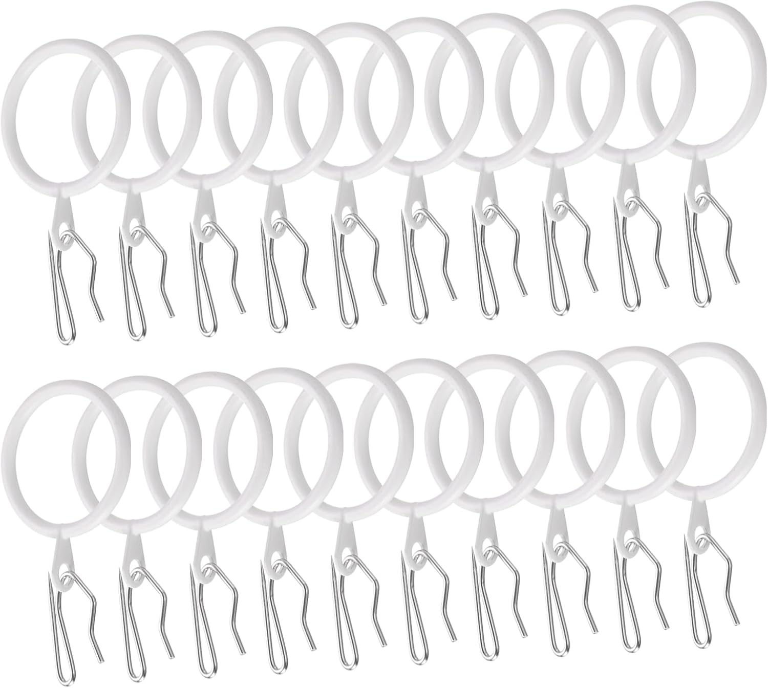 uxcell 60pcs 1.2-Inch Inner Diameter Metal Curtain Hook Rings White Drapery Eyelet Sliding Curtain Rings with Pin-on Drapery Hook Curtain Hooks