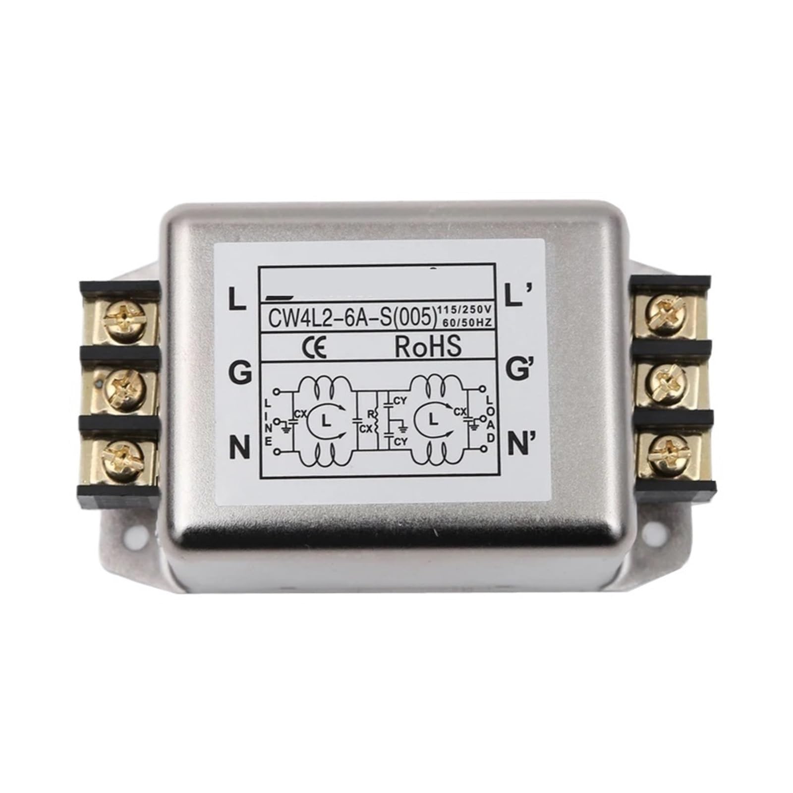 MBPAIHOP Single-phase 220V power supply filter CW4L2-10A-S (005) bipolar anti-interference terminal block interface Double section(CW4L2-6A-S (005))