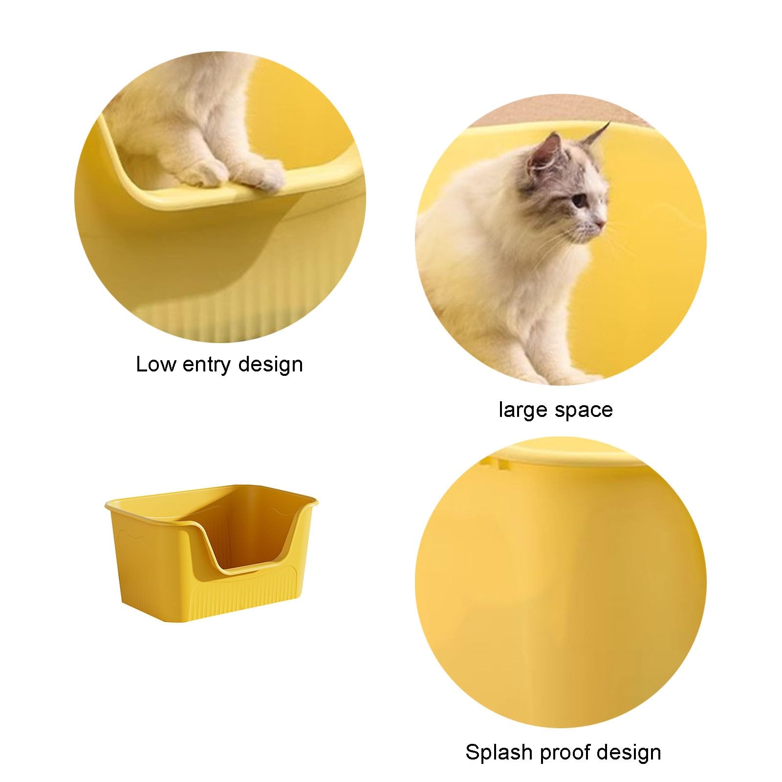 Bandejas esquineras para arena para gatos, caja de arena de lado alto, bandeja de arena superior abierta para excavadores activos y casas de varios gatos, fácil de limpiar