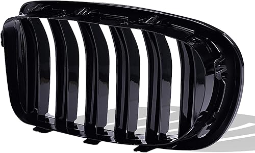 Miniatura 5 de runmade Parrilla de parachoques delantero compatible con BMW Serie 5 520i 523i 528i 530i 535i 550i (MutiColor negro brillante, doble línea,