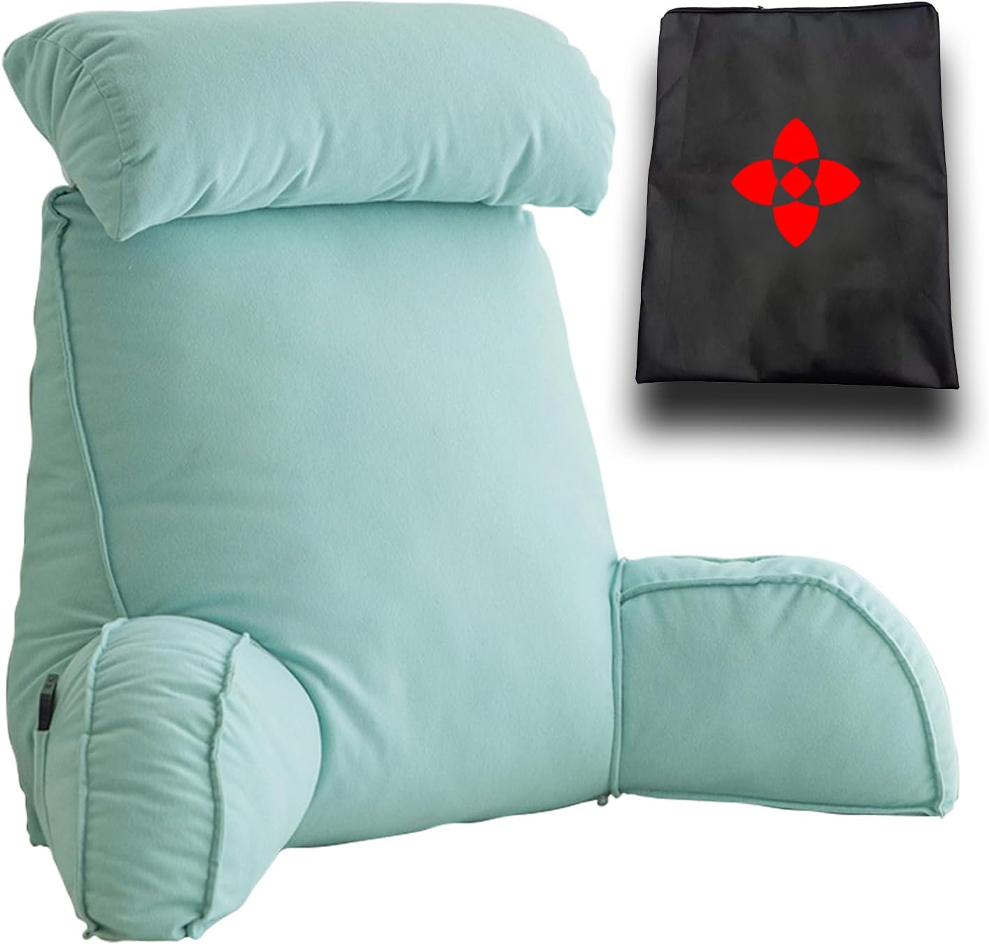 Large Adult Backrest Lounge Cushion, Relieve Pain Lumbar Support Cushion, Cuddle Cushion, Headboard Pillow, Bed Rest Reading Pillow for Reading Gaming Watching TV 75×40×58cm& Bag, Red