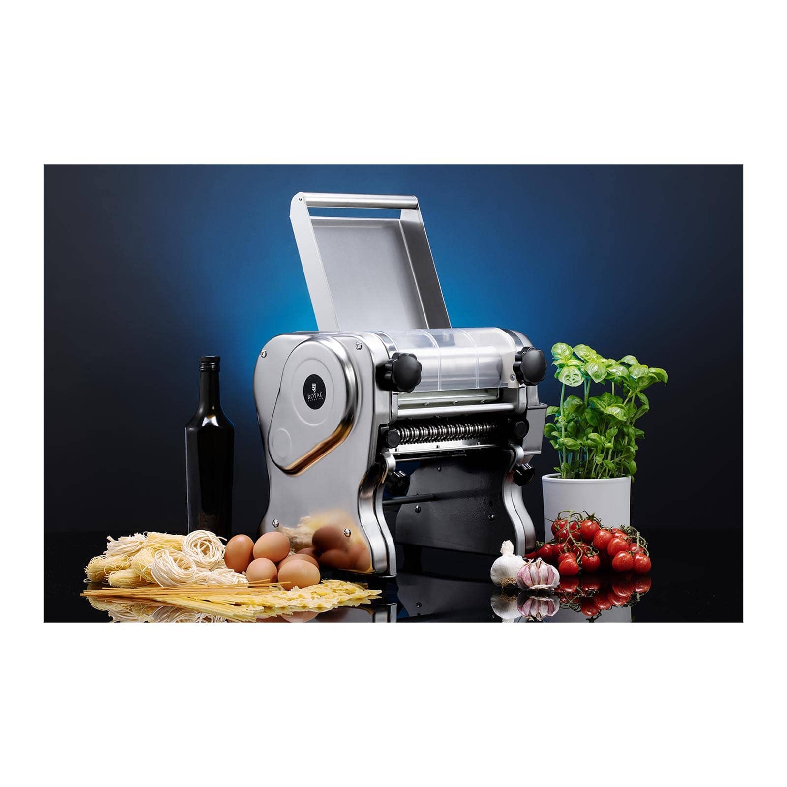 Royal Catering Sfogliatrice Elettrica Macchina Per Fare La Pasta Fresca RC- EPM220 (22 cm, Da 1 a 14 mm, Acciaio Inox)