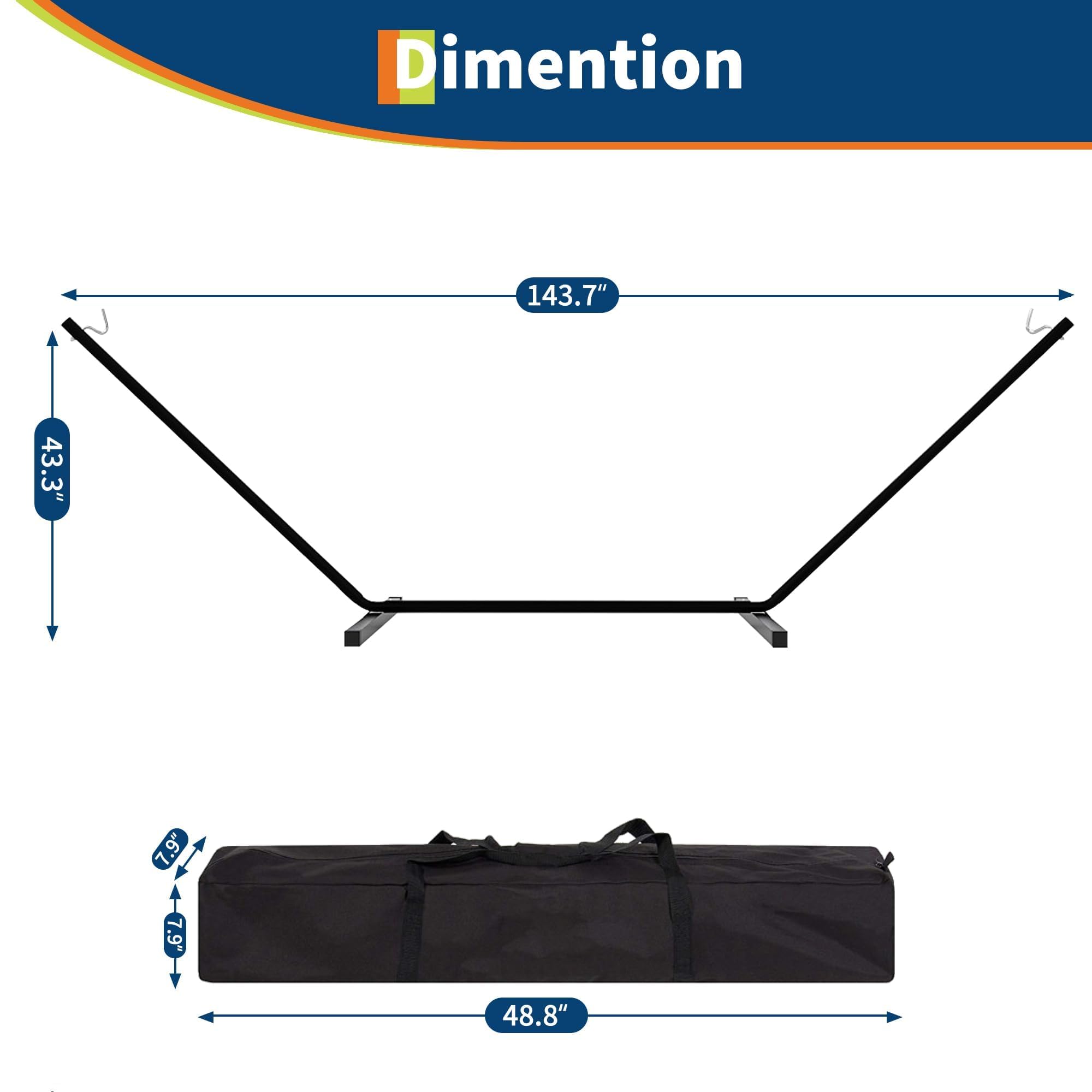 Doppel-Hängematte mit Gestell – Belastbar bis 204 kg – XXL Hängematte für 2 Personen – Wetterfestes Stahlgestell inkl. Kissen & Tragetasche – Ideal für Garten, Terrasse & Camping – Hellgrau