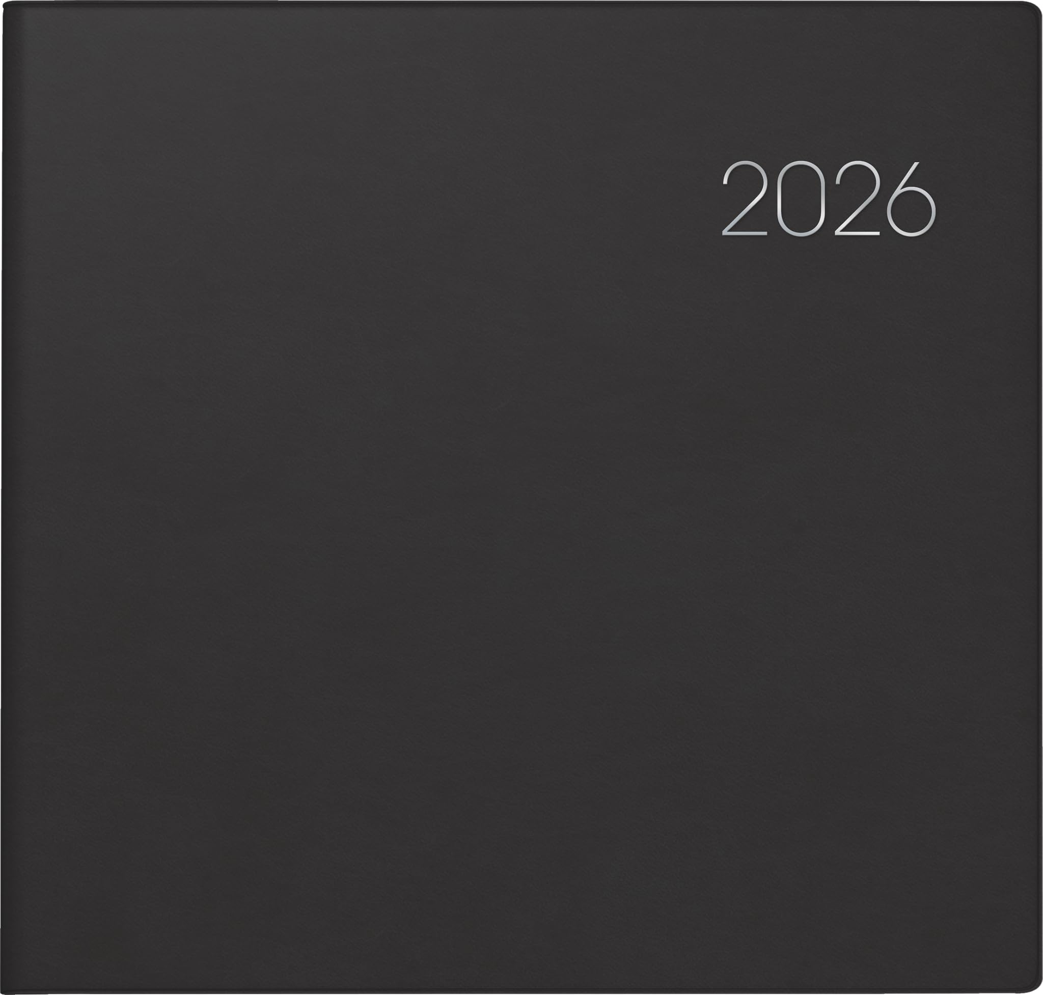 BRUNNEN Book Calendar Model 766 2026 | 210 x 205 mm, Plastic, Black