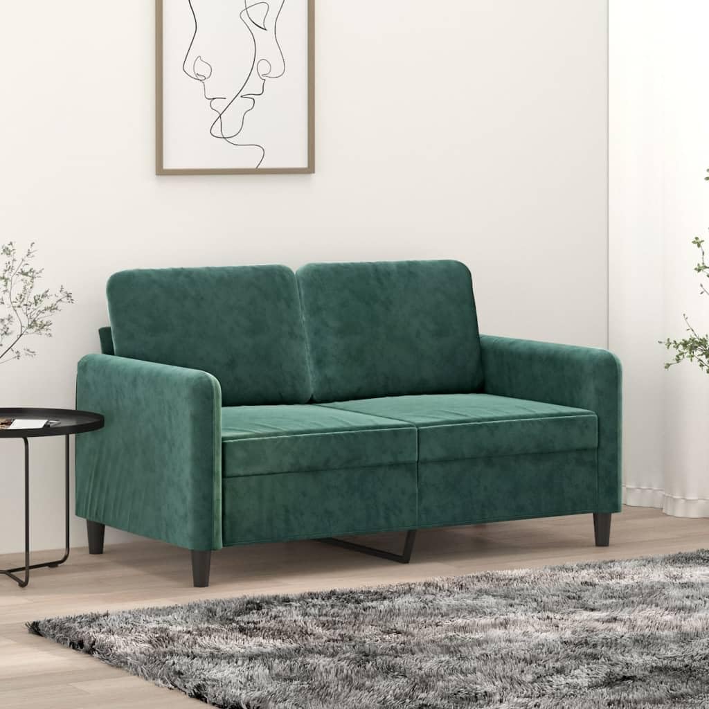 2-Seater Sofa Dark Green Velvet (100% Polyester) 2-Seater Living Room Furniture