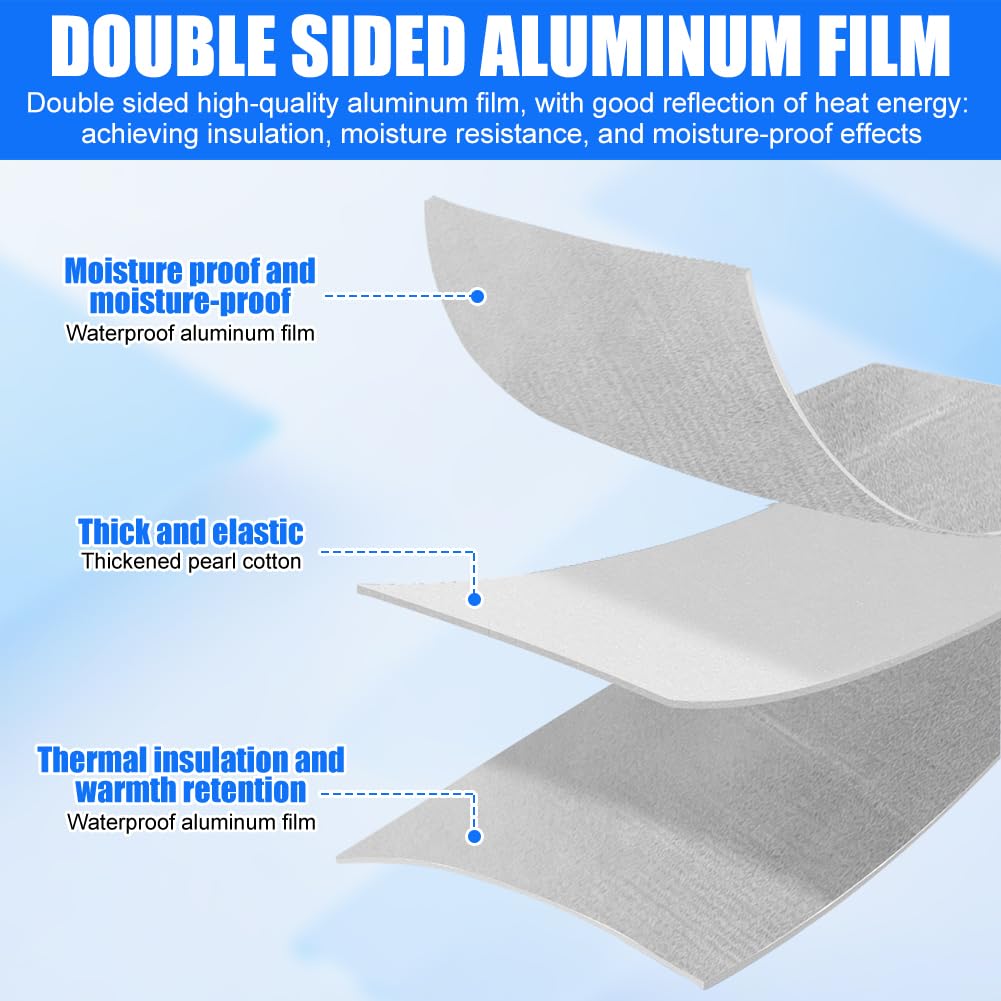 Matelas thermique de camping, isolant en mousse en aluminium, 200 x 200 cm, tapis de couchage pour camping, couverture thermique, tapis de sol, pour la randonnée, le trekking, les activités de plein