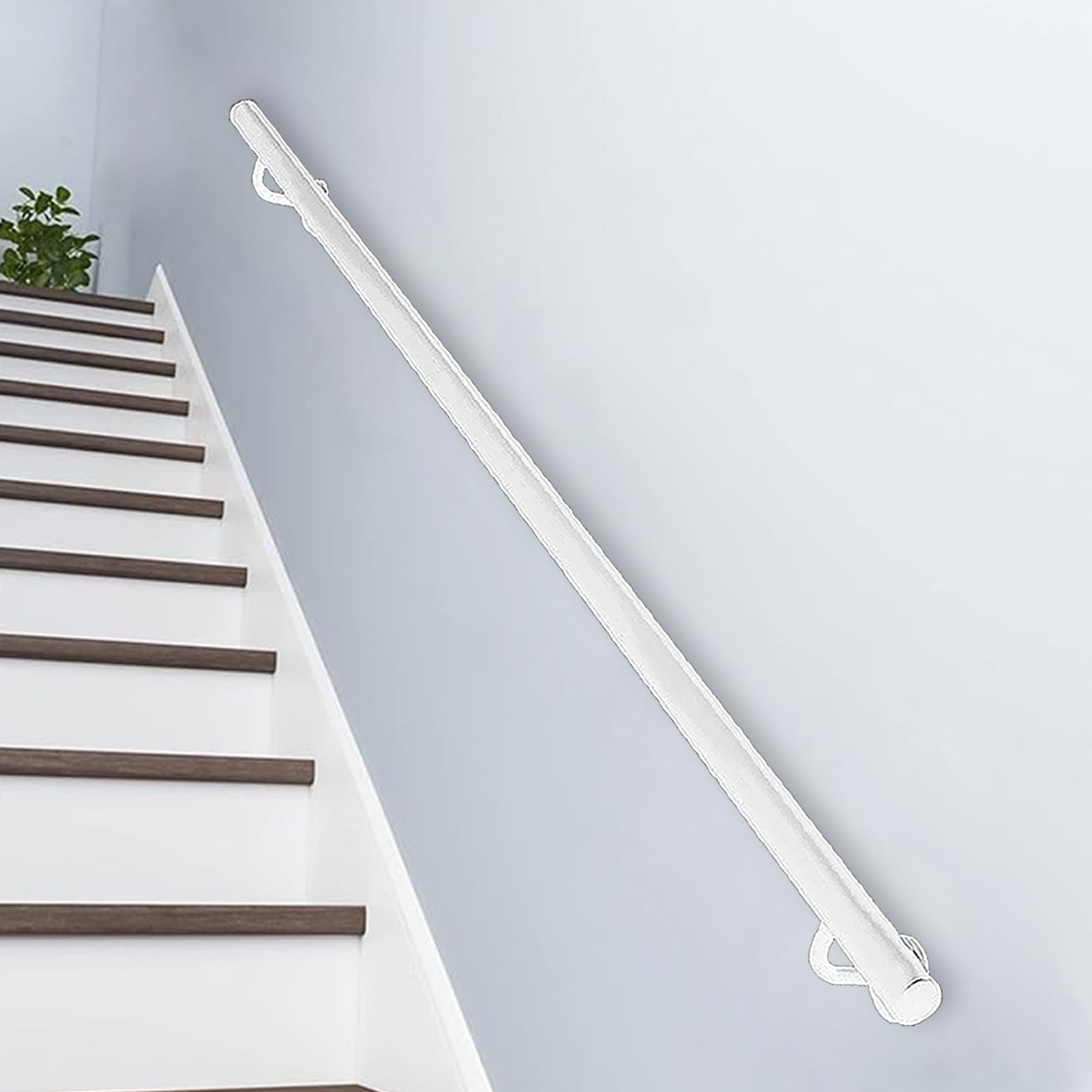 FKXSXAZ 1ft-20ft Stairs Handrail, Modern Staircase Banister Railing Metal Hand Rails for Indoor & Outdoor Wall Mount Support, Non-Slip Safety Grab Bar Kit(19ft/570cm)